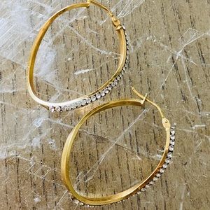 Sparkly 14k Wave Hoop Earrings